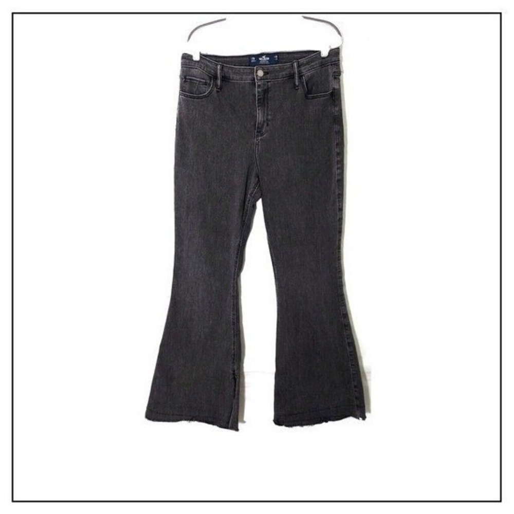 Hollister Jeans Women 33 Black Flare Y2K Stretch Retro Low Key‎ Everyday Denim